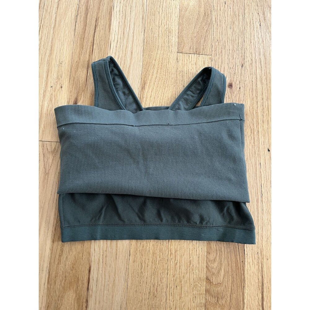 DSG Sports Bra Olive Ribbed Tank Top‎ S - Picture 3 of 5